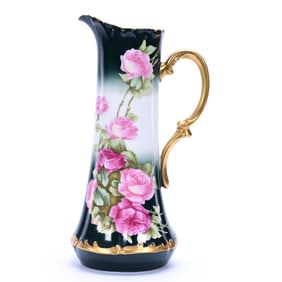 Tankard, Marked T&V Limoges, Pink Rose Decor