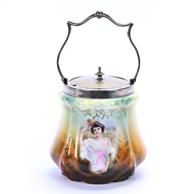 Biscuit Jar, Unmarked R.S. Prussia, Summer Season Portrait