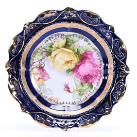 Charger, Marked IPF Germany, Pink And Yellow Rose Decor