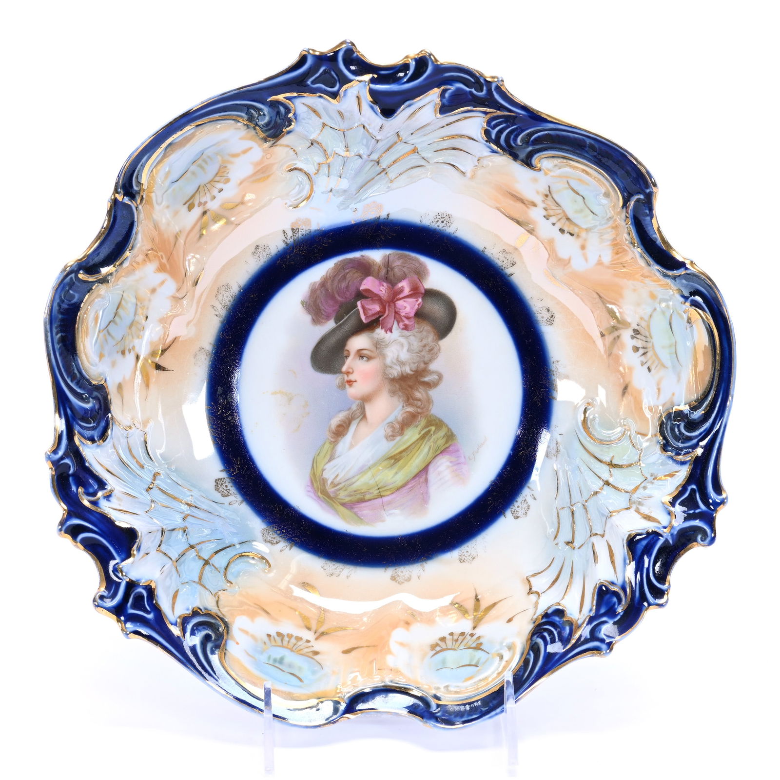 Bowl, Marked IPF Germany, Classic Portrait Of Woman Wearing Hat (1 of 2)