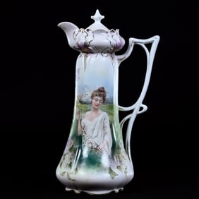 Chocolate Pot, Marked R.S. Prussia, Iris Mold