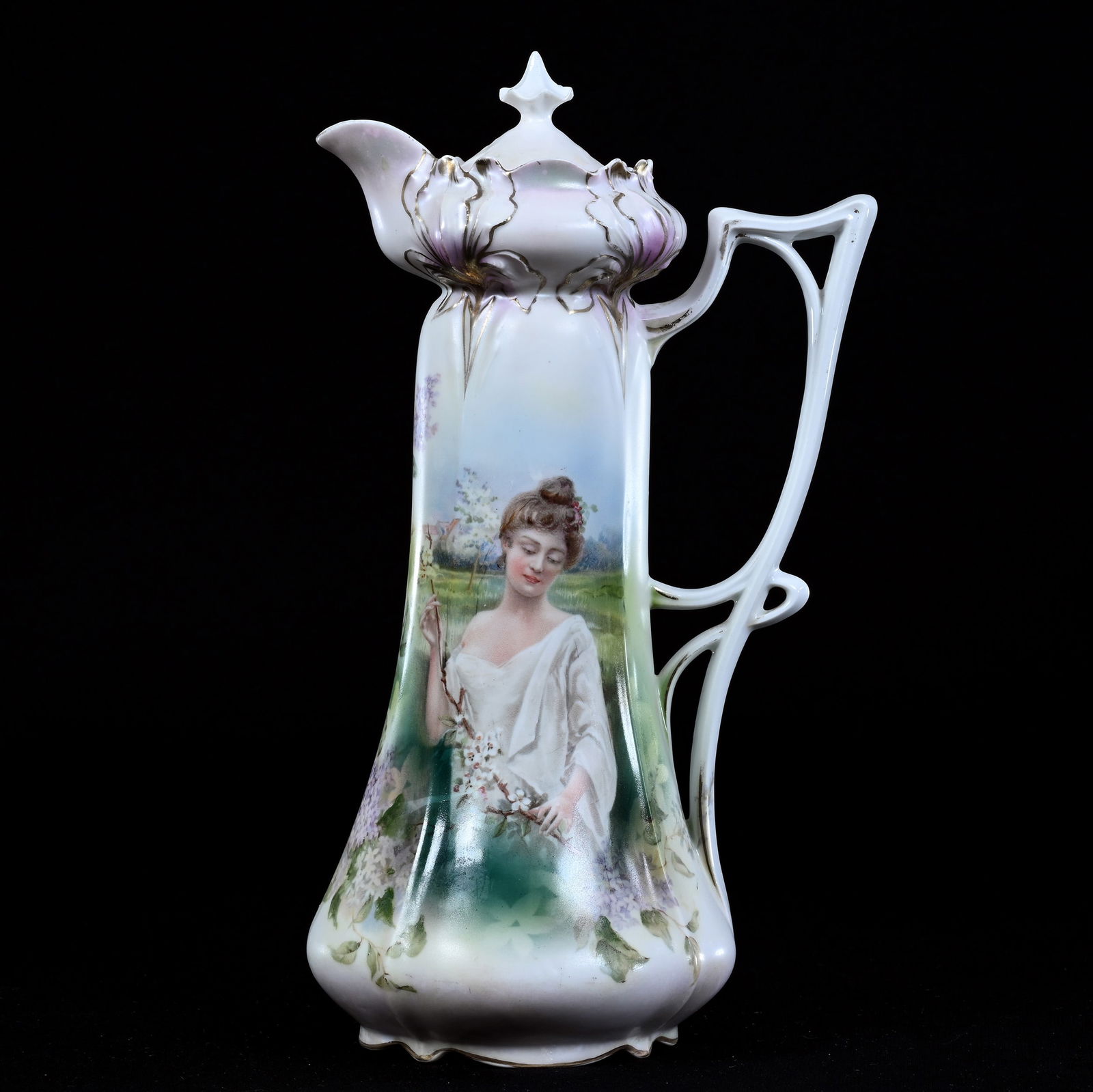 Chocolate Pot, Marked R.S. Prussia, Iris Mold (1 of 4)