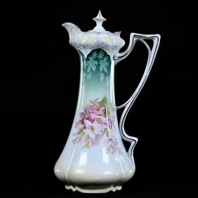 Chocolate Pot, Unmarked R.S. Prussia, Pink Lily Decor