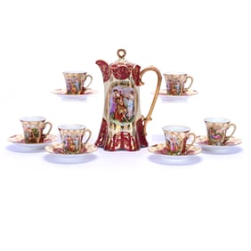 Chocolate Set, Marked Victoria Carlsbad Austria, Classic Kaufmann Scenic Decor