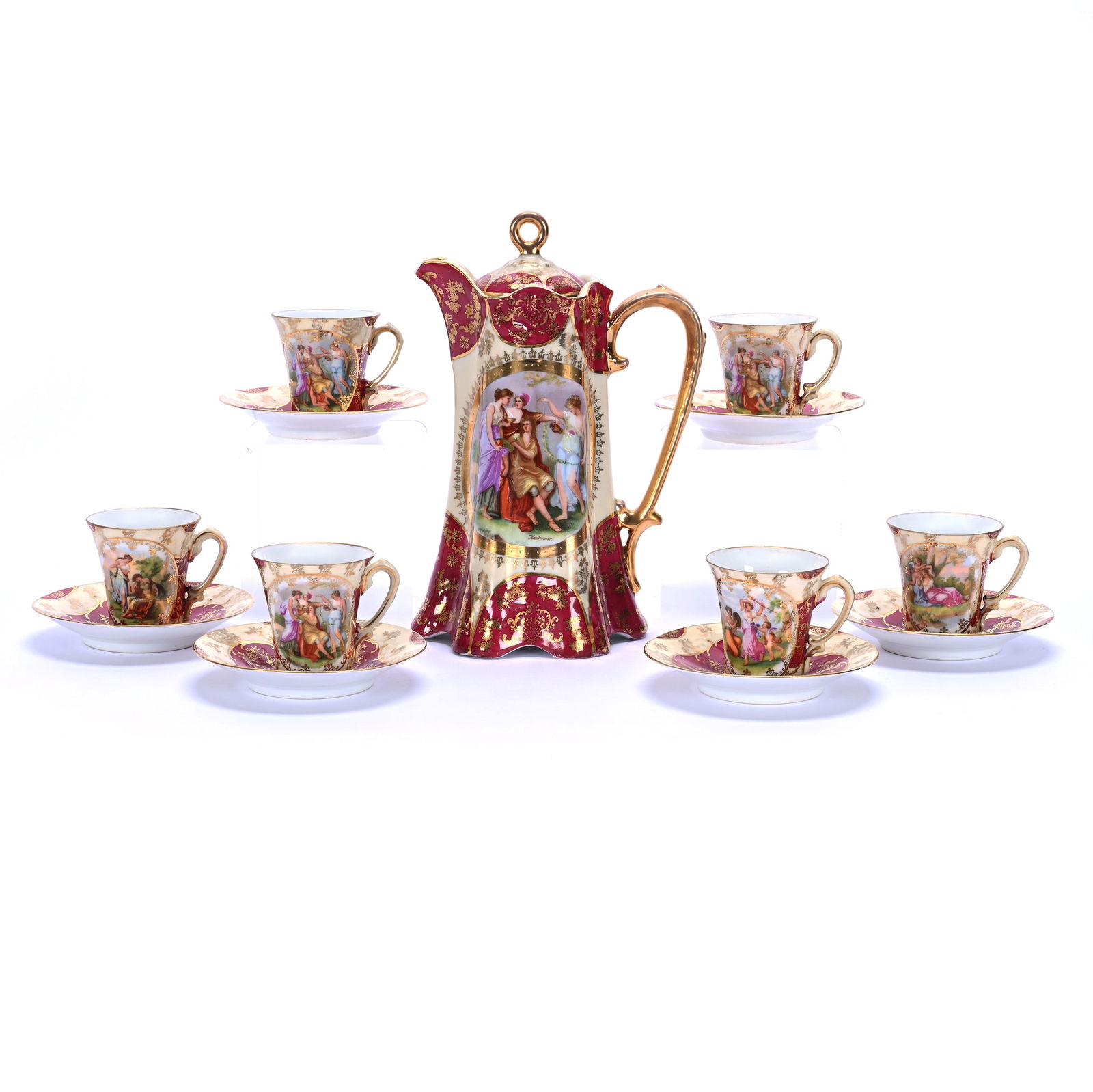 Chocolate Set, Marked Victoria Carlsbad Austria, Classic Kaufmann Scenic Decor (1 of 3)