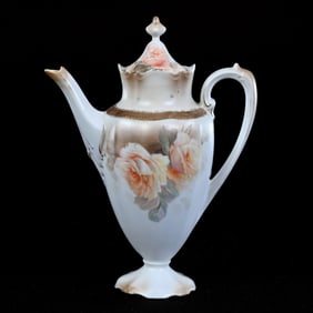 Pedestal Demitasse Pot, Marked R.S. Prussia, Yellow Rose Decor