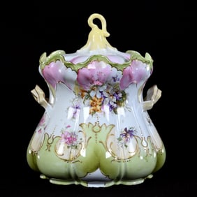Biscuit Jar, Unmarked R.S Prussia, Morning Glory Mold