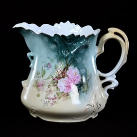 Pitcher, Unmarked R.S. Prussia, Pink Rose Decor