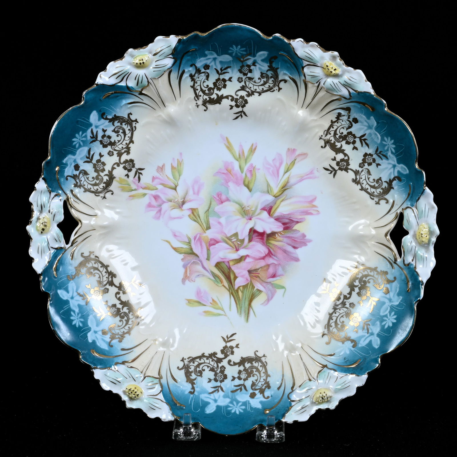 Two-Handled Cake Plate, Unmarked R.S. Prussia, Lily Mold (1 of 2)