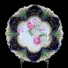 Bowl, Marked R.S Prussia, Mold #91, Snowball And Rose Decor