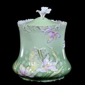 Biscuit Jar, Unmarked R.S. Prussia, Hidden Image Mold