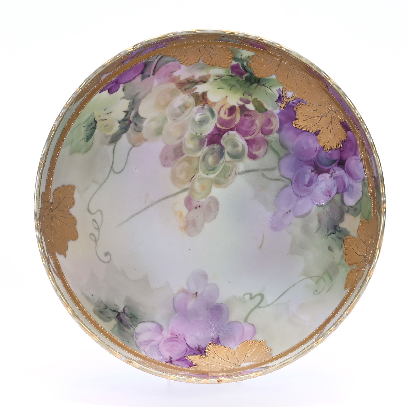 Bowl, Marked Nippon, Vintage Decor: Bowl, Marked Nippon, Vintage Decor, 4.25" x 9.5", Green Tones, Heavy Gold Highlights, Lou And The Late Norman Darland, TN.