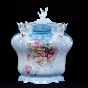 Biscuit Jar, Marked R.S. Prussia, Iris Mold