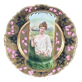 Plate, Marked R.S. Prussia, Spring Season Keyhole Portrait