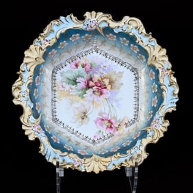 Six-Sided Bowl, Unmarked R.S. Prussia, Wild Floral Decor