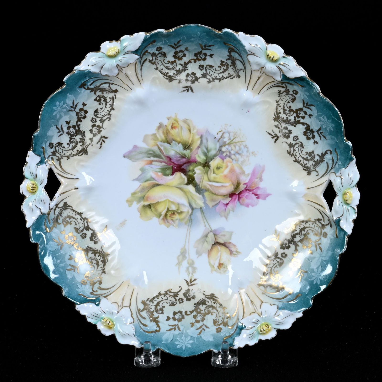 Two-Handled Cake Plate, Unmarked R.S. Prussia, Lily Mold (1 of 2)