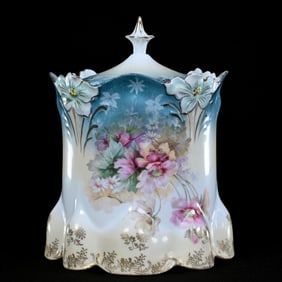 Biscuit Jar, Unmarked R.S. Prussia, Lily Mold