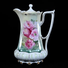 Chocolate Pot, Marked R.S. Prussia, Pink Poppy Decor