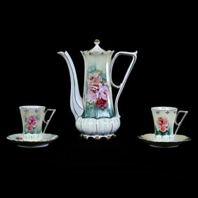 Coffee Set, Marked R.S. Prussia, Poppy Decor