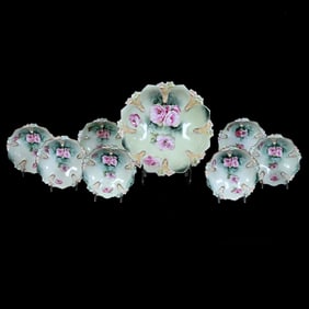 Berry Set, Marked R.S. Prussia, Pink Poppy Decor