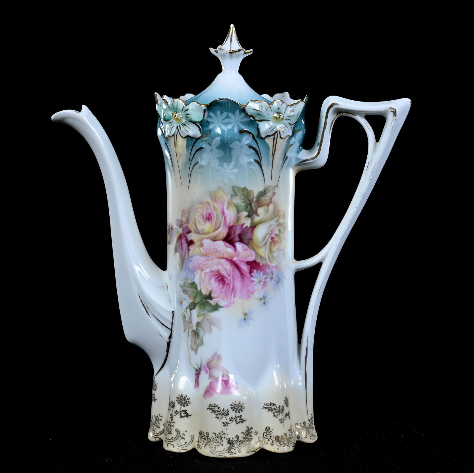 Coffee Pot, Unmarked R.S. Prussia, Lily Mold (1 of 3)