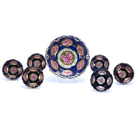 Berry Set, Unmarked Nippon, Pink Rose Decor