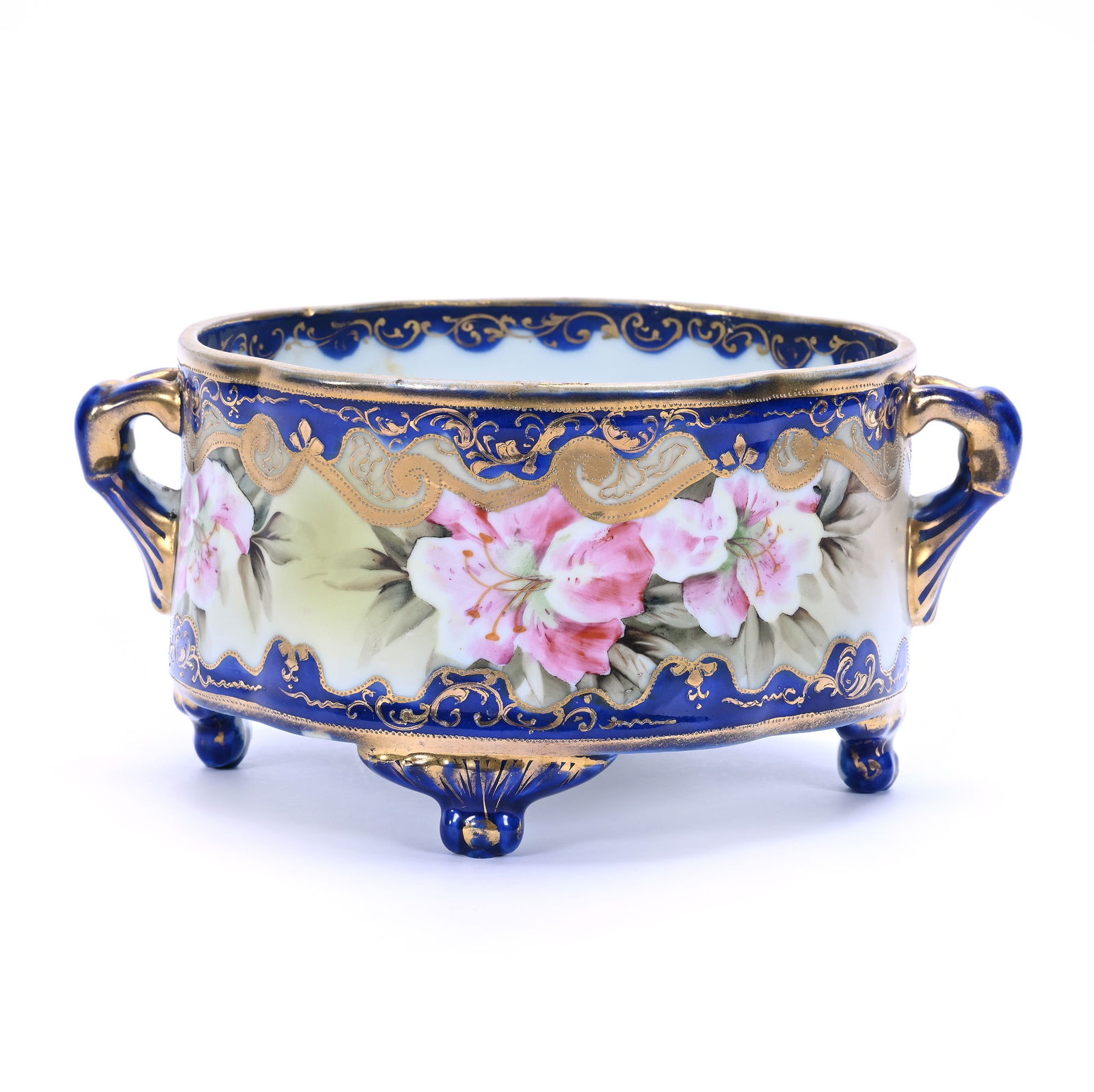 Footed Two-Handle Fernery, Marked Nippon, Pink Floral Decor (1 of 3)