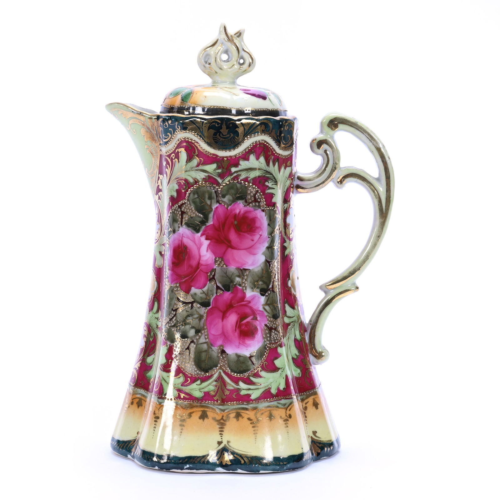 Chocolate Pot, Unmarked Nippon Style, Pink Rose Decor (1 of 3)
