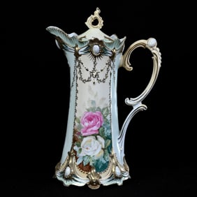 Chocolate Pot, Marked R.S. Prussia, Ribbon And Jewel Mold