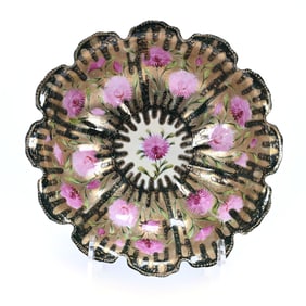 Bowl, Unmarked Nippon, Pink Floral Decor
