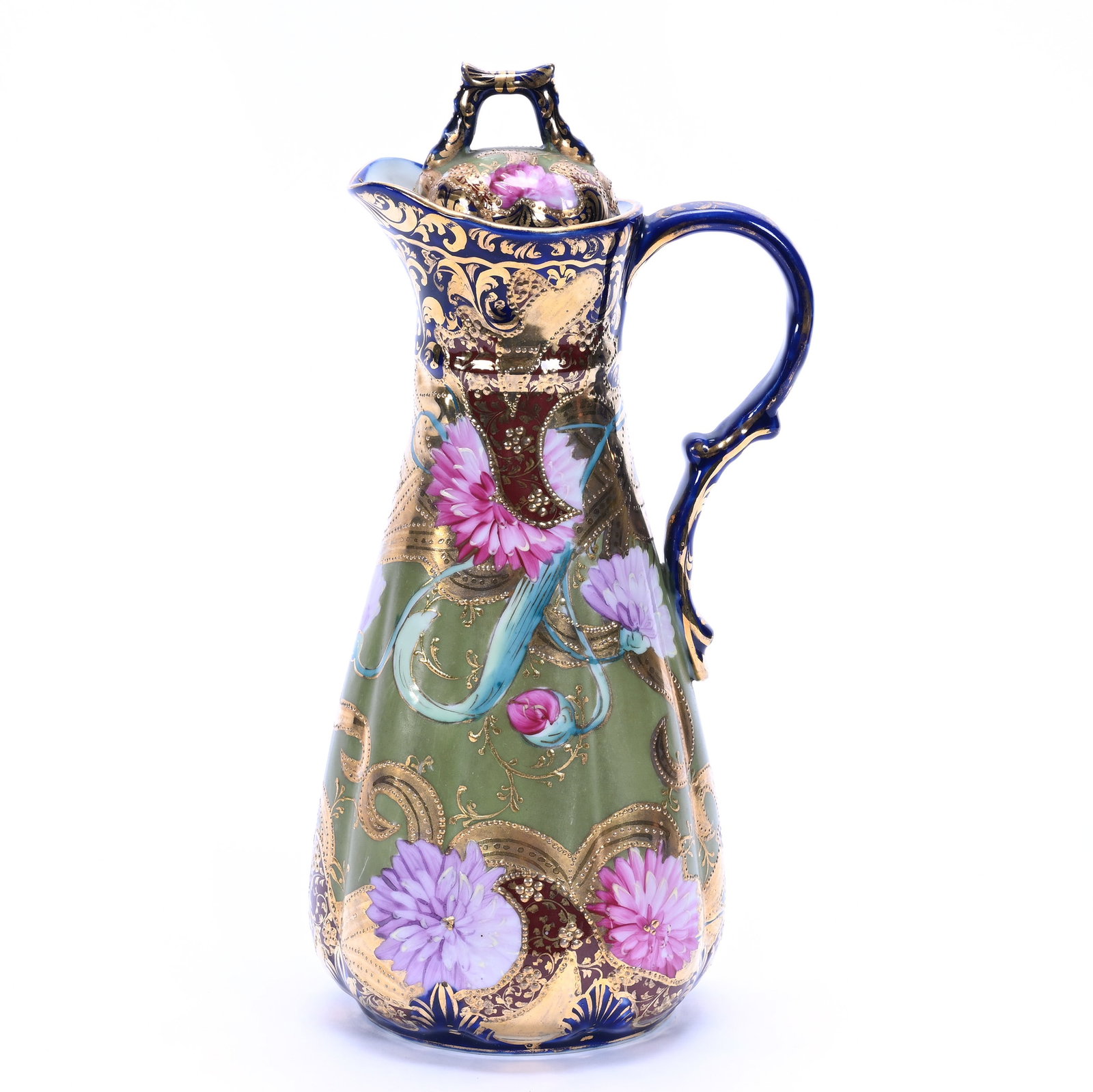 Chocolate Pot, Unmarked Nippon, Pink And Purple Chrysanthemum Decor (1 of 3)