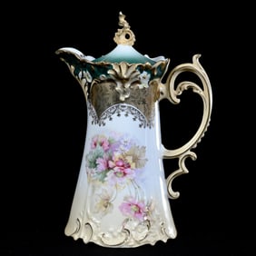 Chocolate Pot, Unmarked R.S. Prussia, Wild Floral Decor
