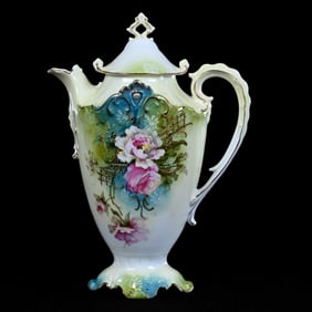Chocolate Pot, Unmarked R.S. Prussia, Rose Decor