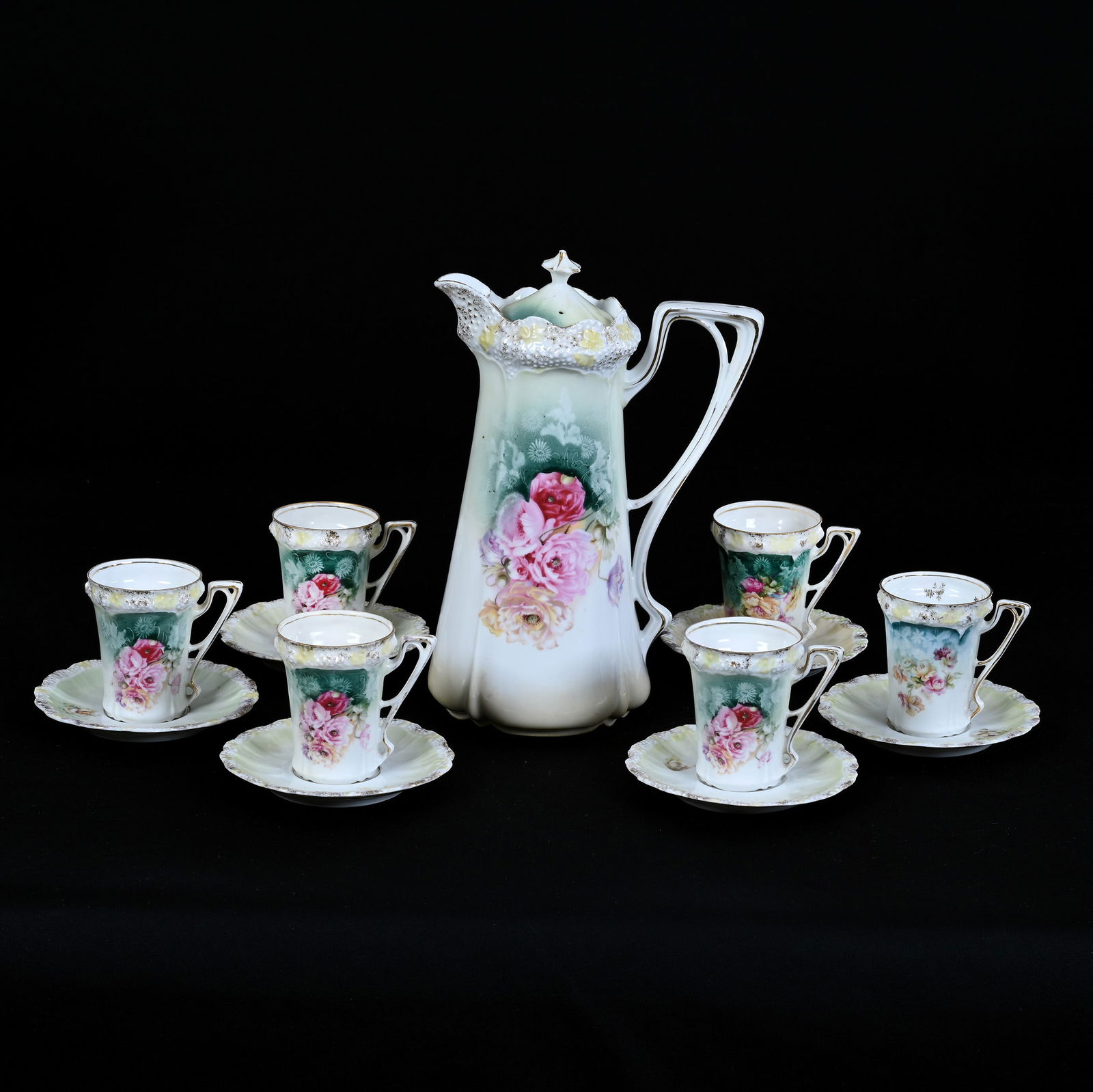 Chocolate Set, Marked R.S. Prussia, Stipple Mold (1 of 5)