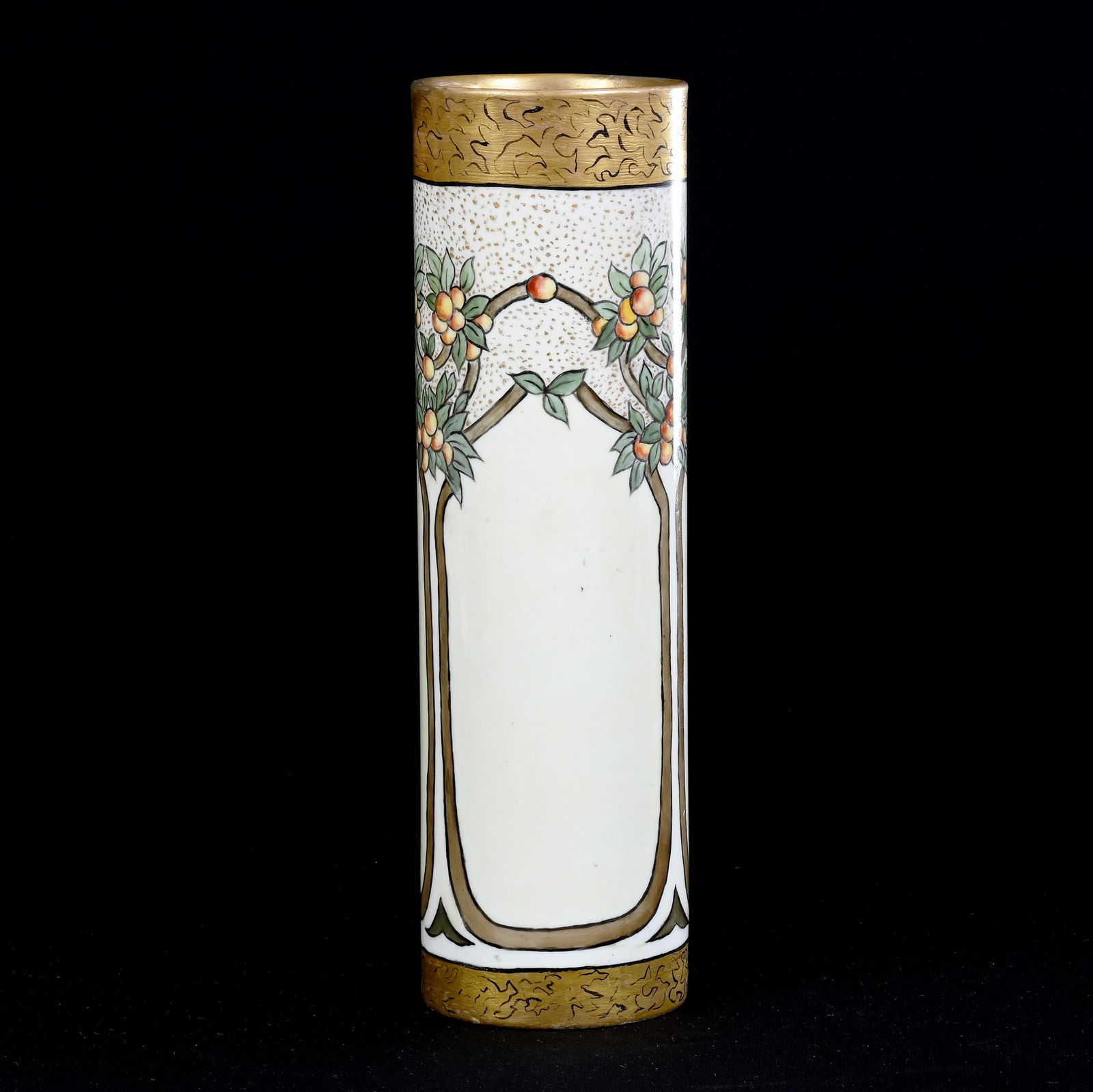 Cylinder Vase, Marked Willets Belleek, Pattern Resembles Orange Tree Conventional By Pickard (1 of 5)