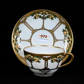 Cup And Saucer, Marked Pickard, Orange Tree Conventional