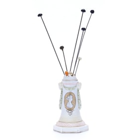 Hat Pin Holder, Marked Schafer & Vater