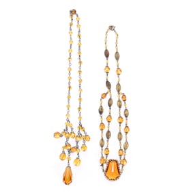 Jewelry - (2) Amber Art Deco Necklaces