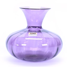 Vase, Marked Durand #1986-6 Solid Amethyst Art Glass