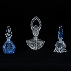 (3) Perfume Bottles, Czechoslovakia Art Glass