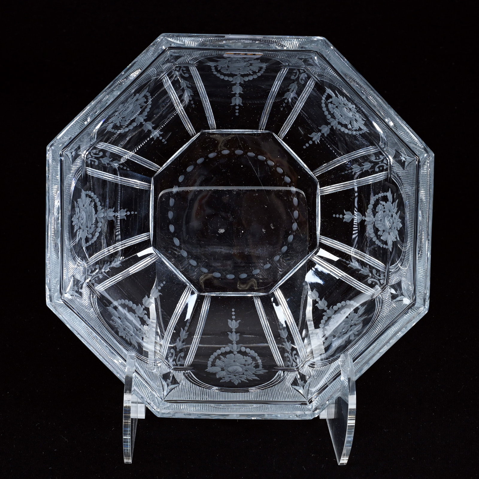 Eight-Sided Bowl, American Brilliant Cut Glass, Adam II Pattern By Sinclaire: Eight-Sided Bowl, American Brilliant Cut Glass, Adam II Pattern By Sinclaire, 3.5" x 9.5", Private Collection, CA.
