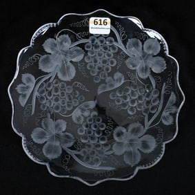 Plate, American Brilliant Cut Glass, Unmarked Sinclaire, Engraved Vintage Pattern