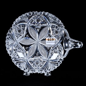 Handled Nappy, American Brilliant Cut Glass, Venetian Pattern By Hawkes