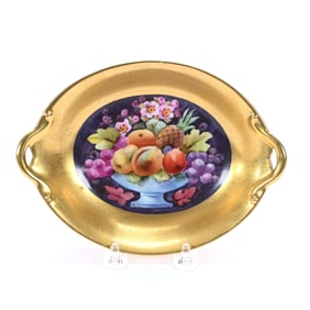 Oval Dish, Marked Pickard, Hand Painted Fruit Urn Decor