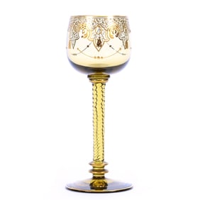 Wine Stem, Solid Green Art Glass, Moser Style