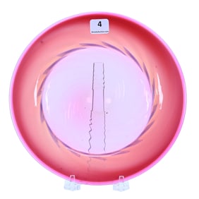 Shallow Bowl, Cranberry Opalescent Swirl Art Glass