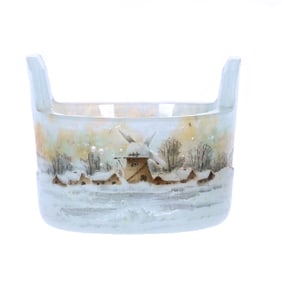 Tab-Handled Salt Dip, Signed Daum Nancy, French Cameo Art Glass