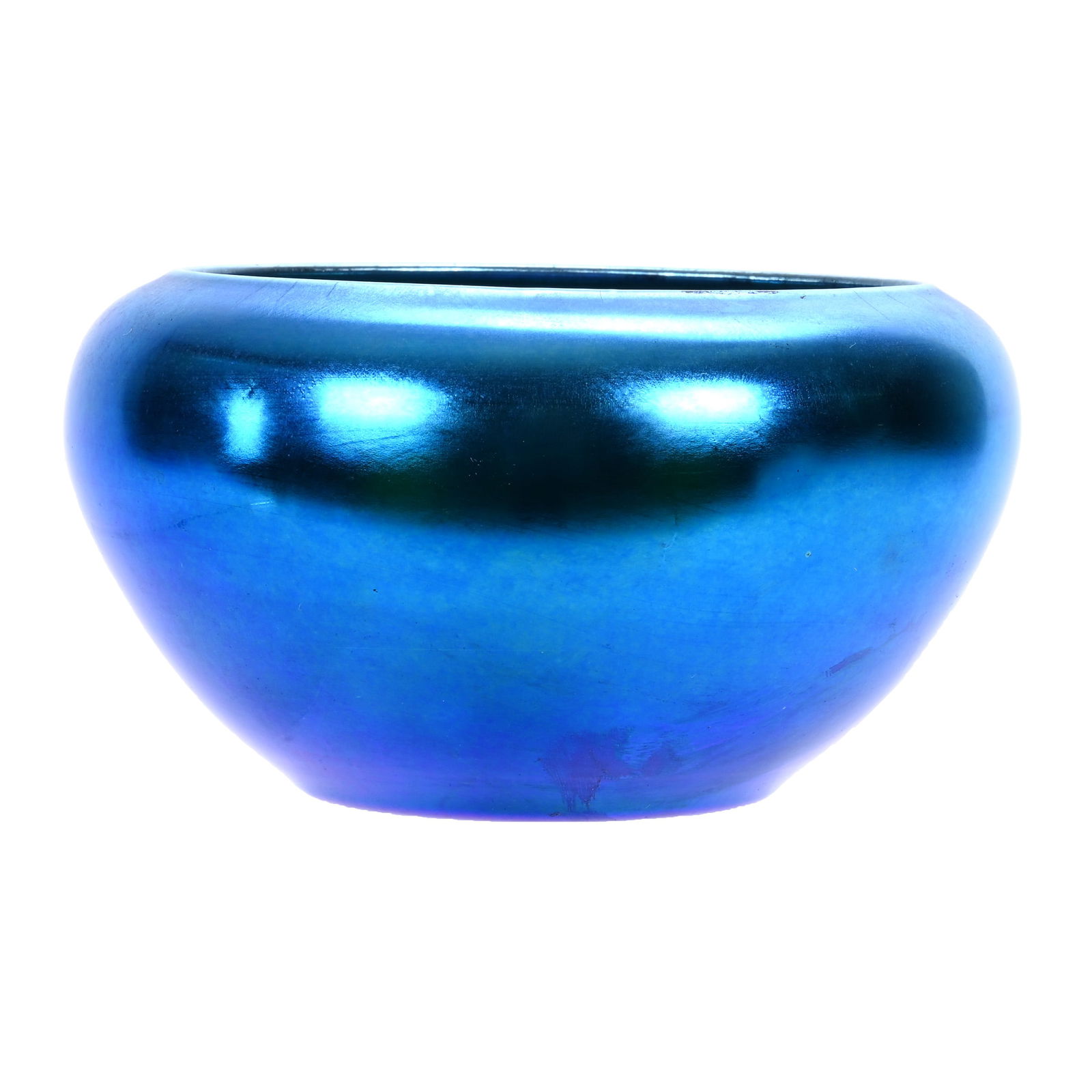 Bowl Signed Steuben Blue Aurene Iridescent Art Glass (1 of 4)