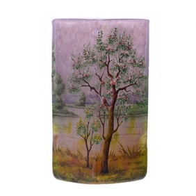 Square Vase, Signed Daum Nancy, French Cameo Art Glass