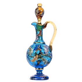Pedestal Cruet, Signed Moser, Art Glass